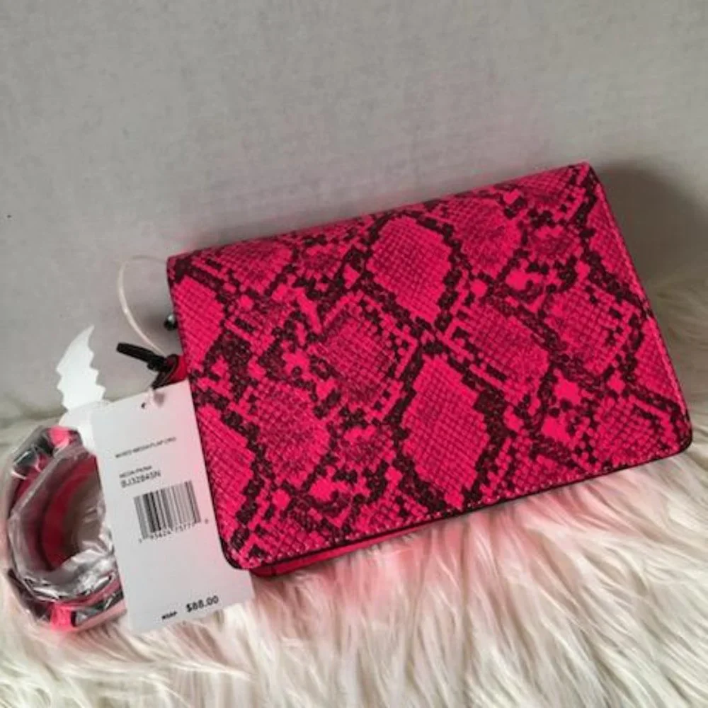 Betsey Johnson Neon Pink Flap Crossbody